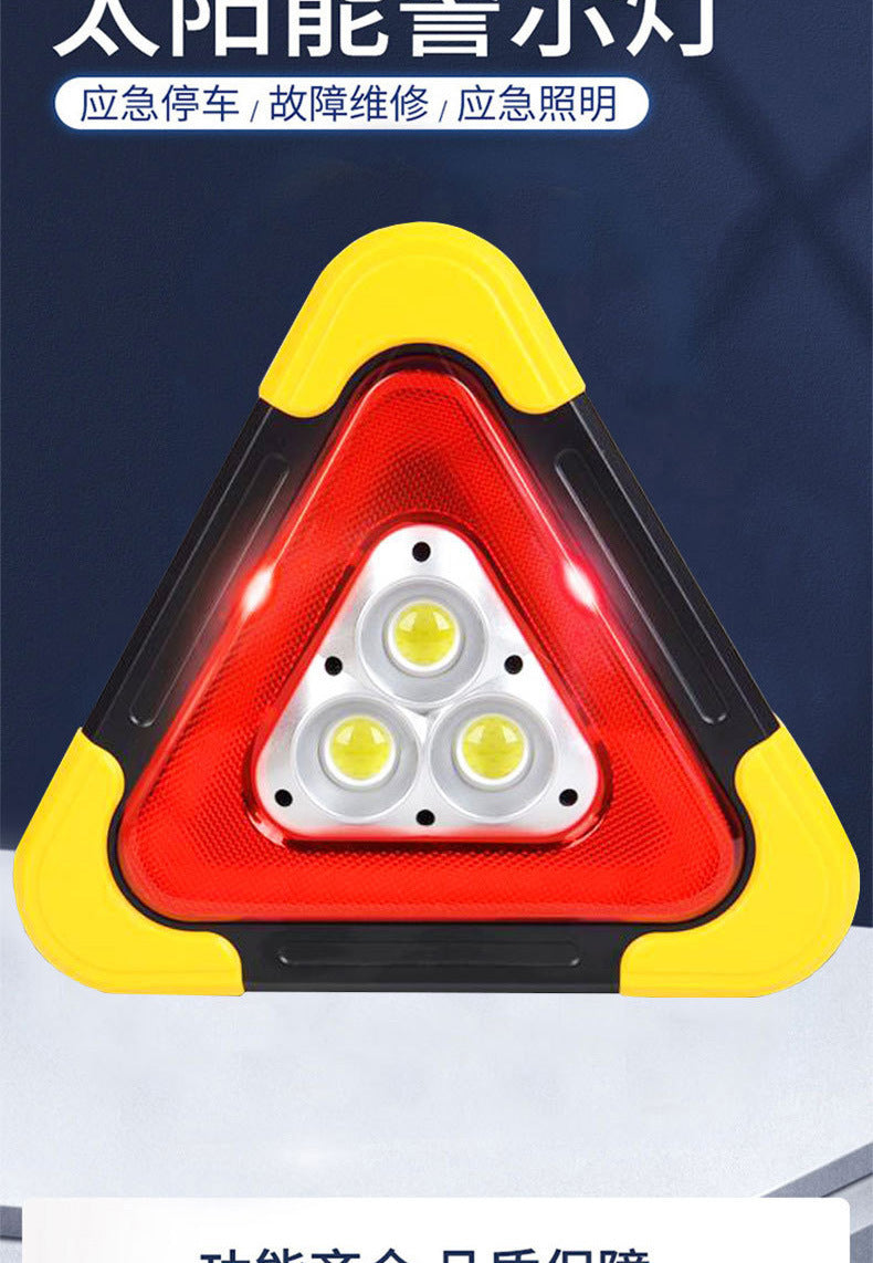 Solar Powered LED Car Warning Triangle Light, Auto Emergency Hazard Flash Safety Triangle Reflector for Road Breakdown Parking