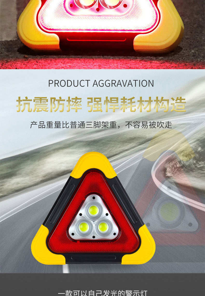 Solar Powered LED Car Warning Triangle Light, Auto Emergency Hazard Flash Safety Triangle Reflector for Road Breakdown Parking