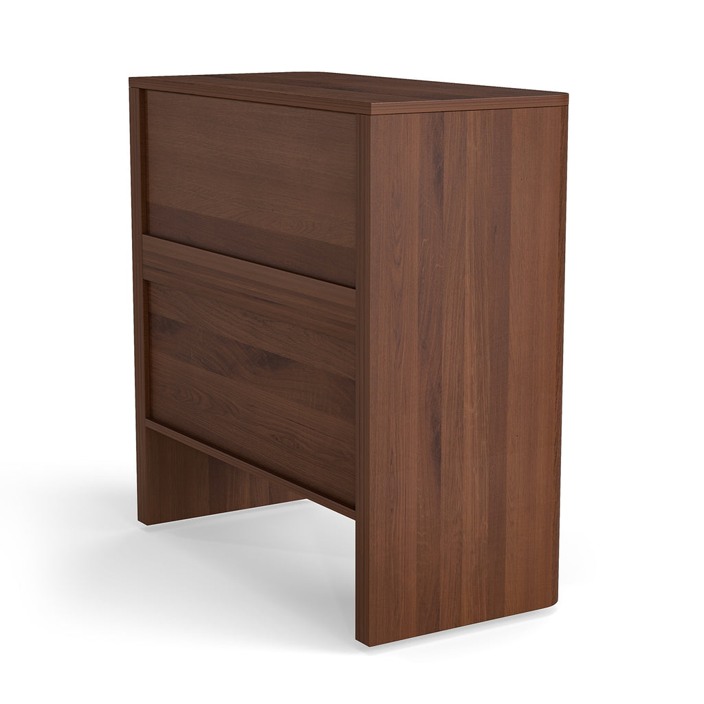 Wooden Cabinet with 3 Drawers Wavy Pattern Modern Bedside Cupboard Dressing Table for Bedroom 78CM Long Walnut Color