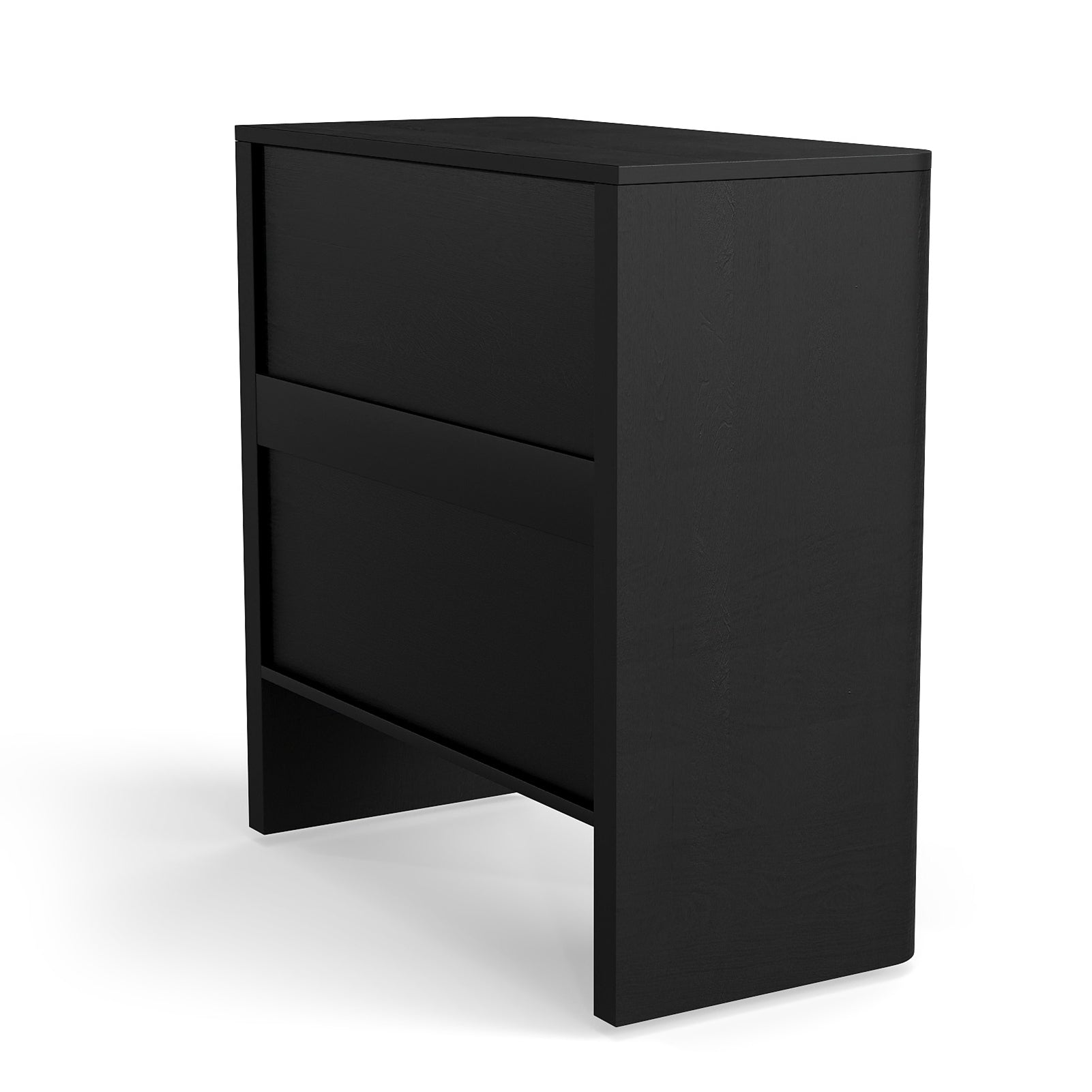 Wooden Cabinet with 3 Drawers Wavy Pattern Modern Bedside Cupboard Dressing Table for Bedroom 78CM Long Black Color