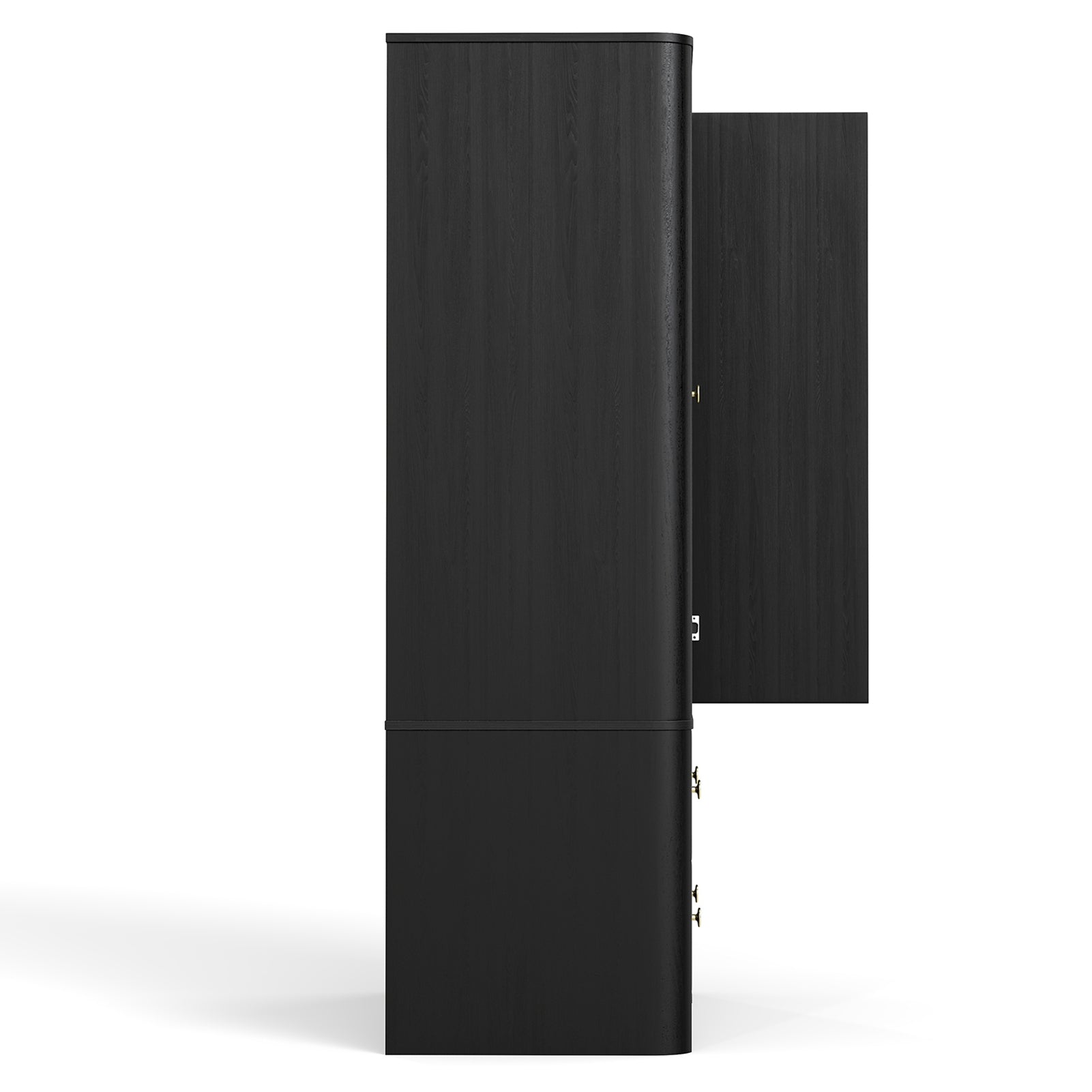 Clothing Wardrobe 2 Doors 2 Drawers Elegant Wooden Freestanding Storage Cabinet for Bedroom Living Room Office