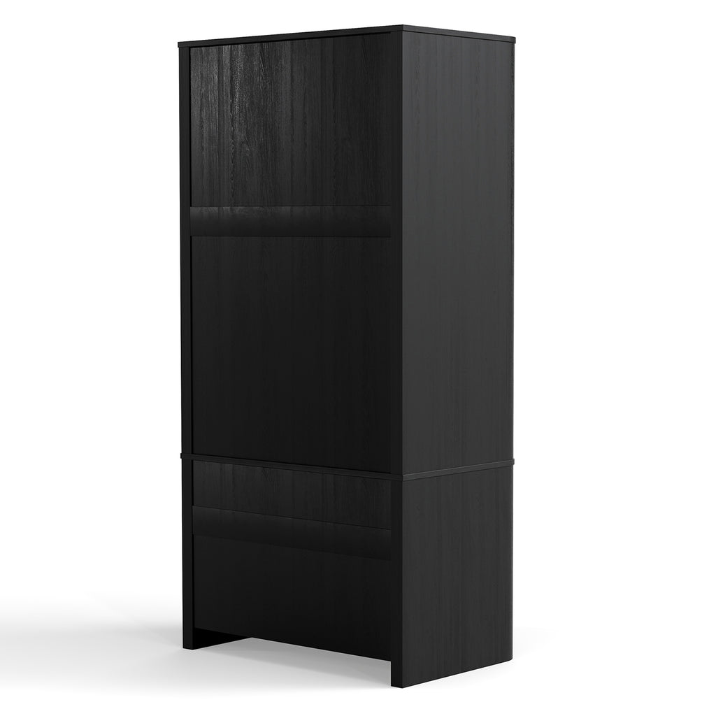 Clothing Wardrobe 2 Doors 2 Drawers Elegant Wooden Freestanding Storage Cabinet for Bedroom Living Room Office