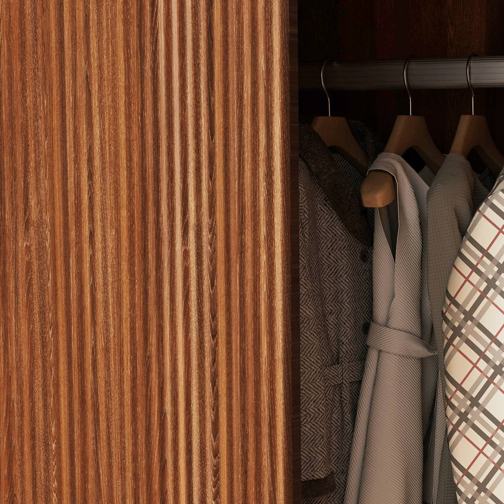 Clothing Wardrobe 2 Doors 2 Drawers Elegant Wooden Freestanding Storage Cabinet for Bedroom Living Room Office