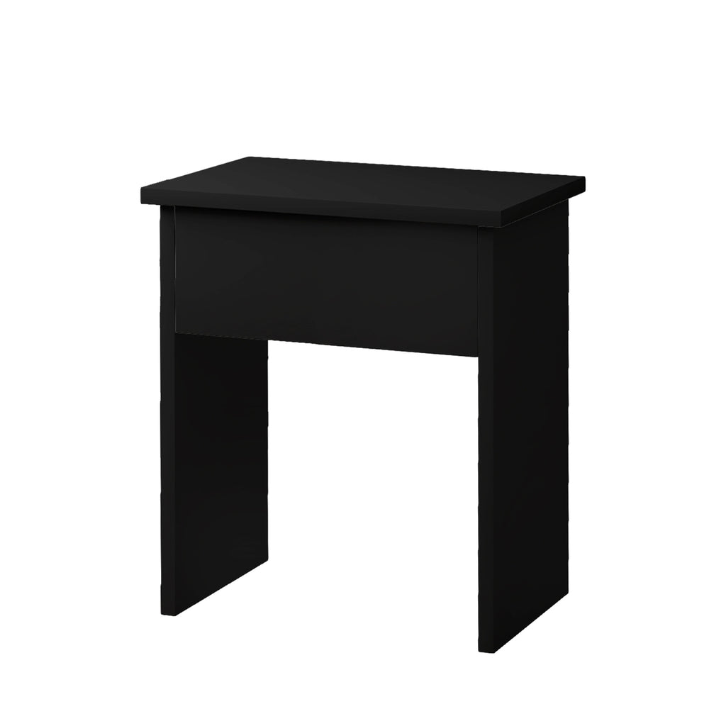Modern Vanity Desk Chair Set with Mirror Light Fashionable Makeup Table with Glass Top Multi Drawers for Home Bedroom Salon Black White US Plug