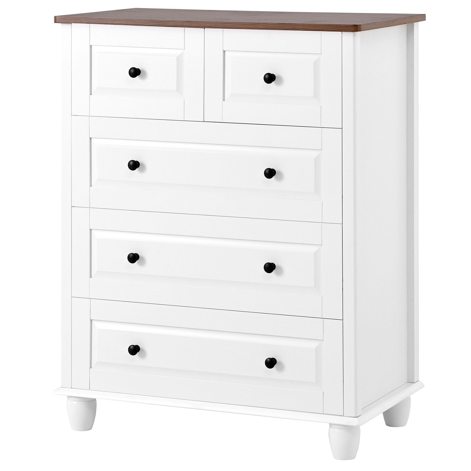 5 Drawer Cabinet for Bedroom MDF Wooden Storage Cabinet Organizer Modern Chest of Drawer for Living Room Hallway White