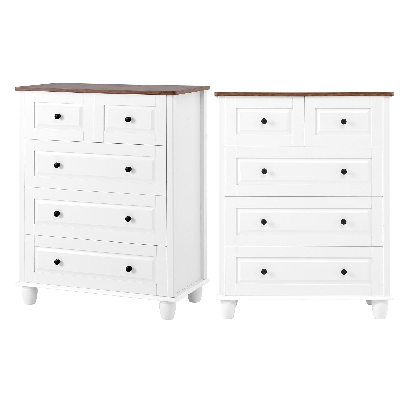 5 Drawer Cabinet for Bedroom MDF Wooden Storage Cabinet Organizer Modern Chest of Drawer for Living Room Hallway White