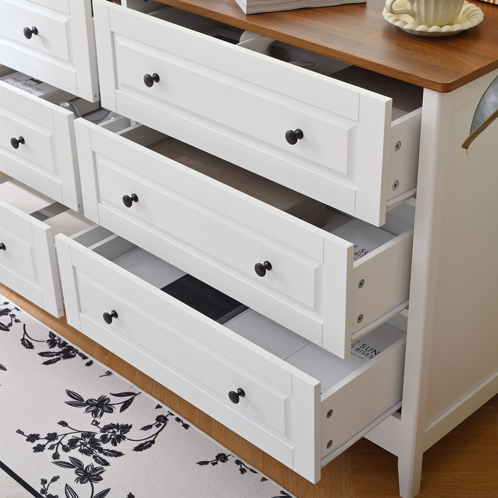 Chest of Drawers 6 Drawer Organizer Storage Chest Cabinet for Bedroom Living Room Hallway Entryway White