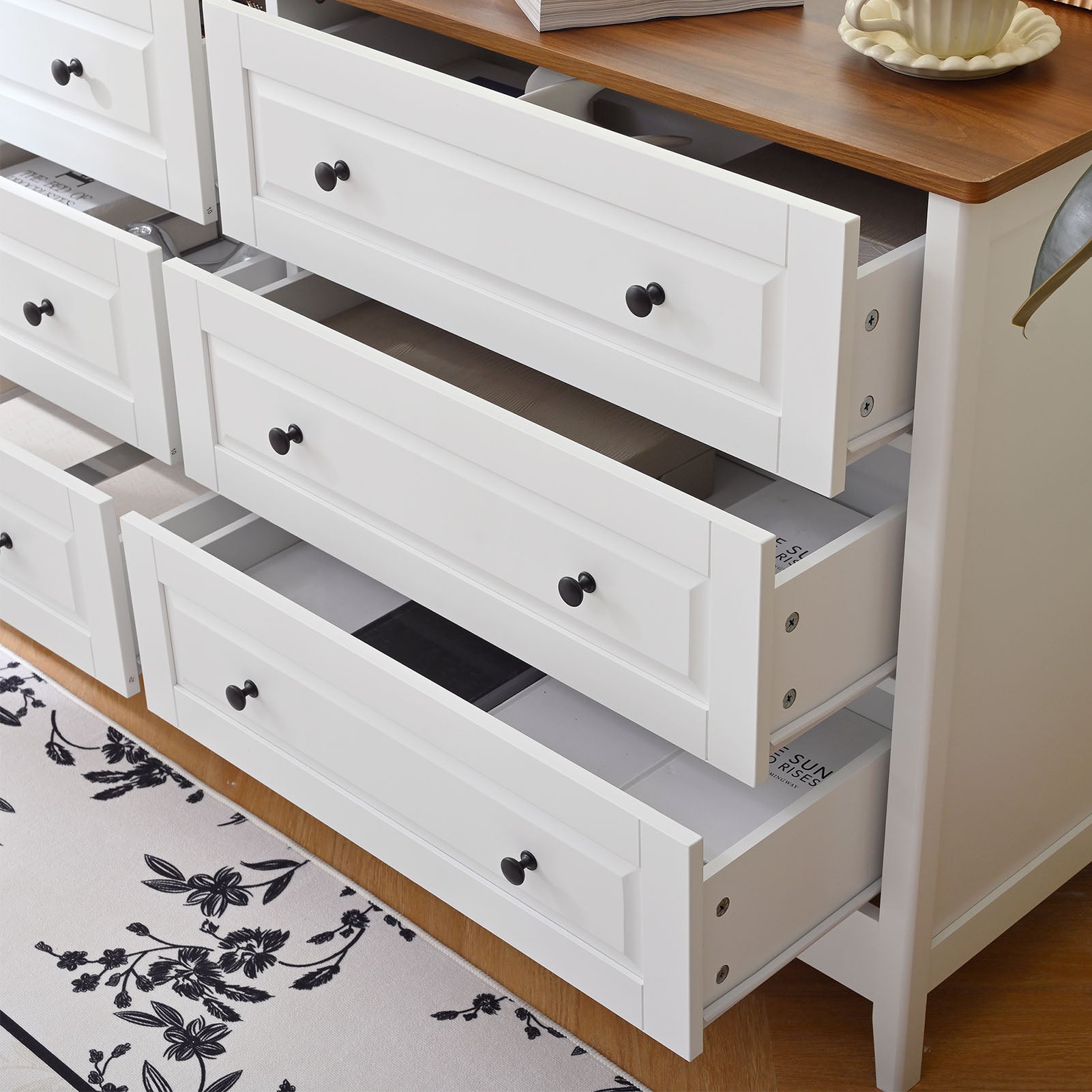 Chest of Drawers 6 Drawer Organizer Storage Chest Cabinet for Bedroom Living Room Hallway Entryway White