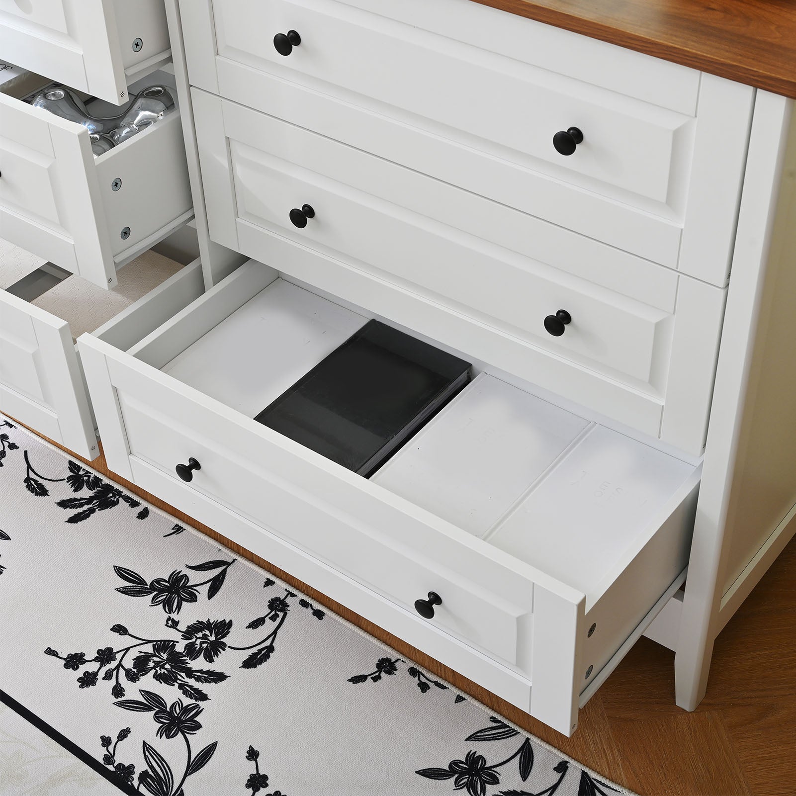 Chest of Drawers 6 Drawer Organizer Storage Chest Cabinet for Bedroom Living Room Hallway Entryway White
