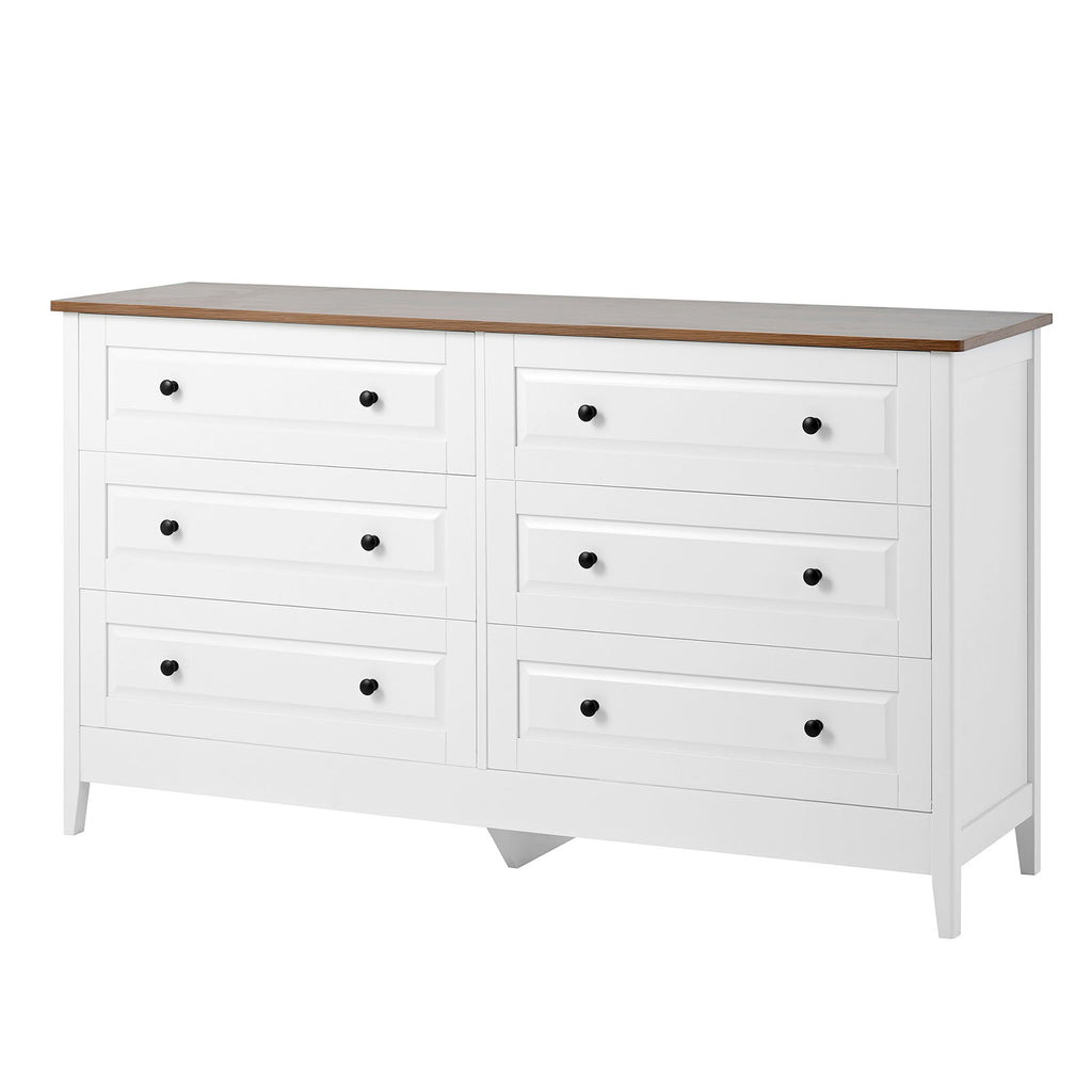 Chest of Drawers 6 Drawer Organizer Storage Chest Cabinet for Bedroom Living Room Hallway Entryway White