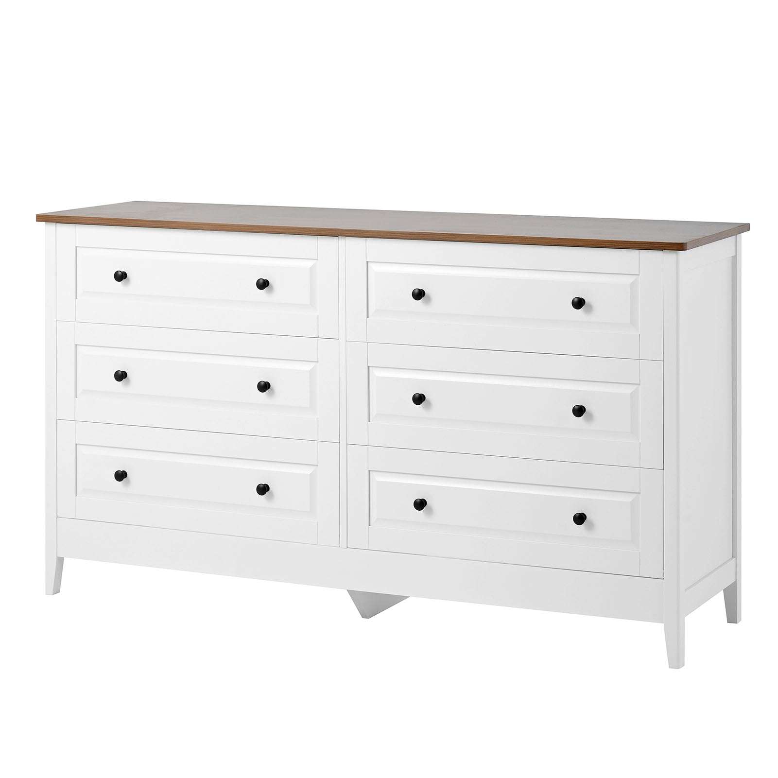 Chest of Drawers 6 Drawer Organizer Storage Chest Cabinet for Bedroom Living Room Hallway Entryway White