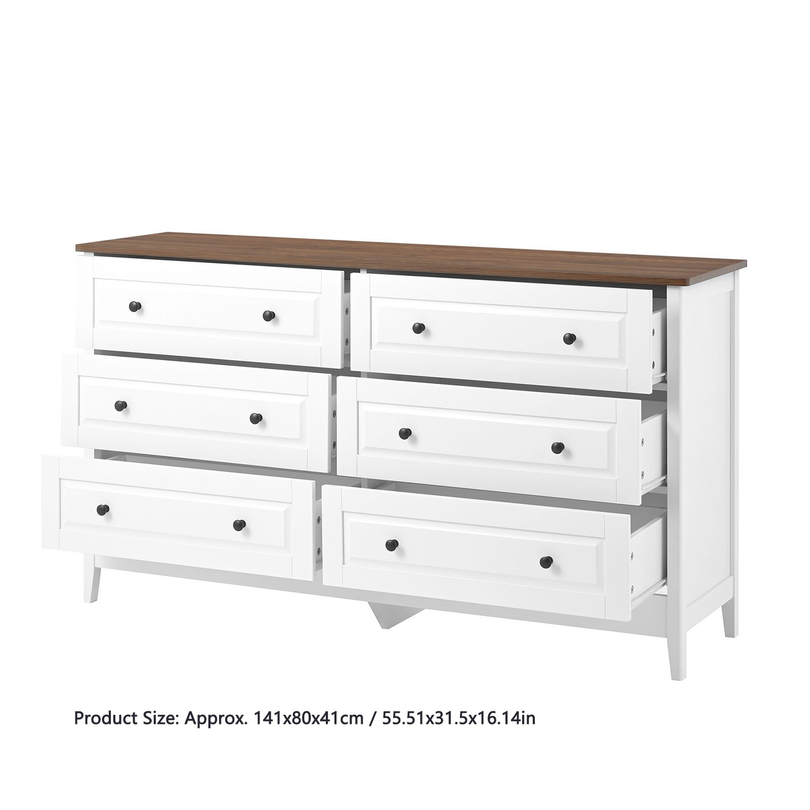 Chest of Drawers 6 Drawer Organizer Storage Chest Cabinet for Bedroom Living Room Hallway Entryway White