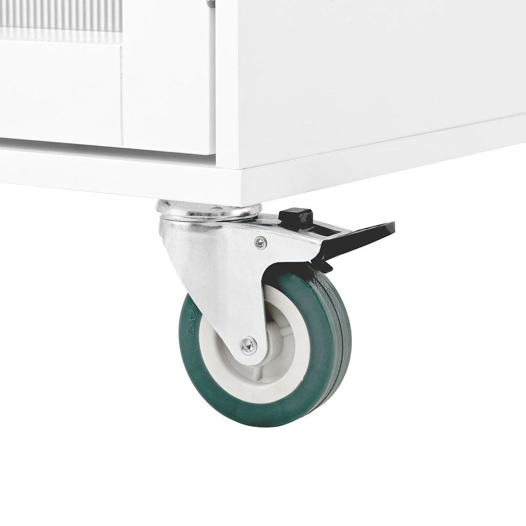 Kitchen Island with Rolling Table On Wheels with Drop Leaf Bar Countertop Side Open Storage Rack White