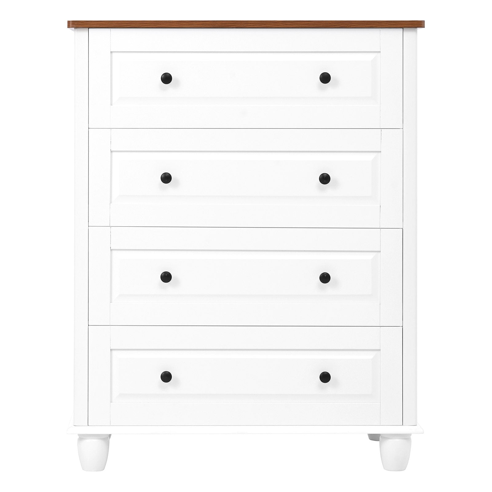 Bedroom White Dresser 4 Drawers Spacious Storage Organizer Chest with Brushed Metal Handle for Living Room