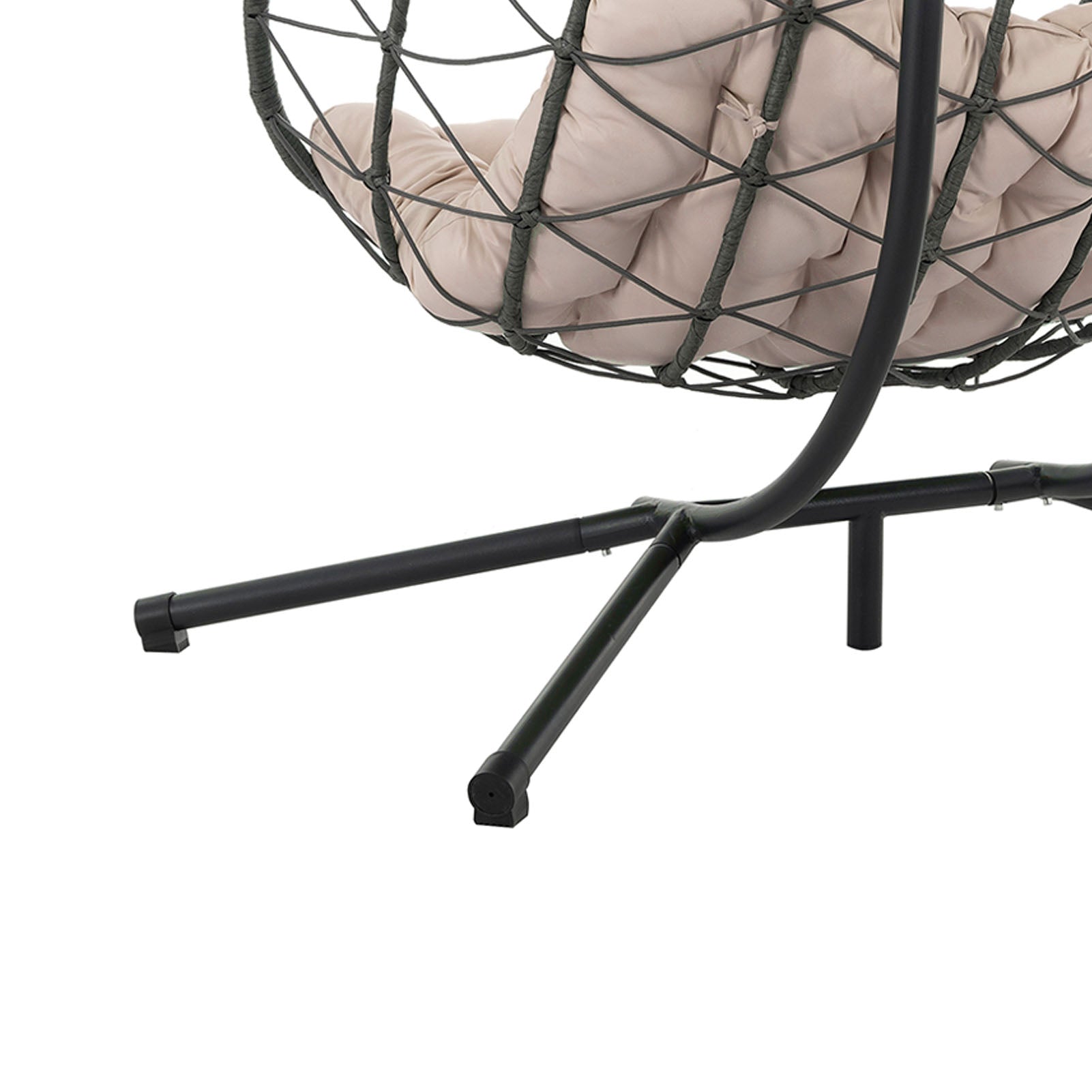 Egg Swing Chair with Stand Cushion Strong Load Bearing 2 Person Hanging Wicker Hammock Chair for Indoor Outdoor Garden Patio Beige