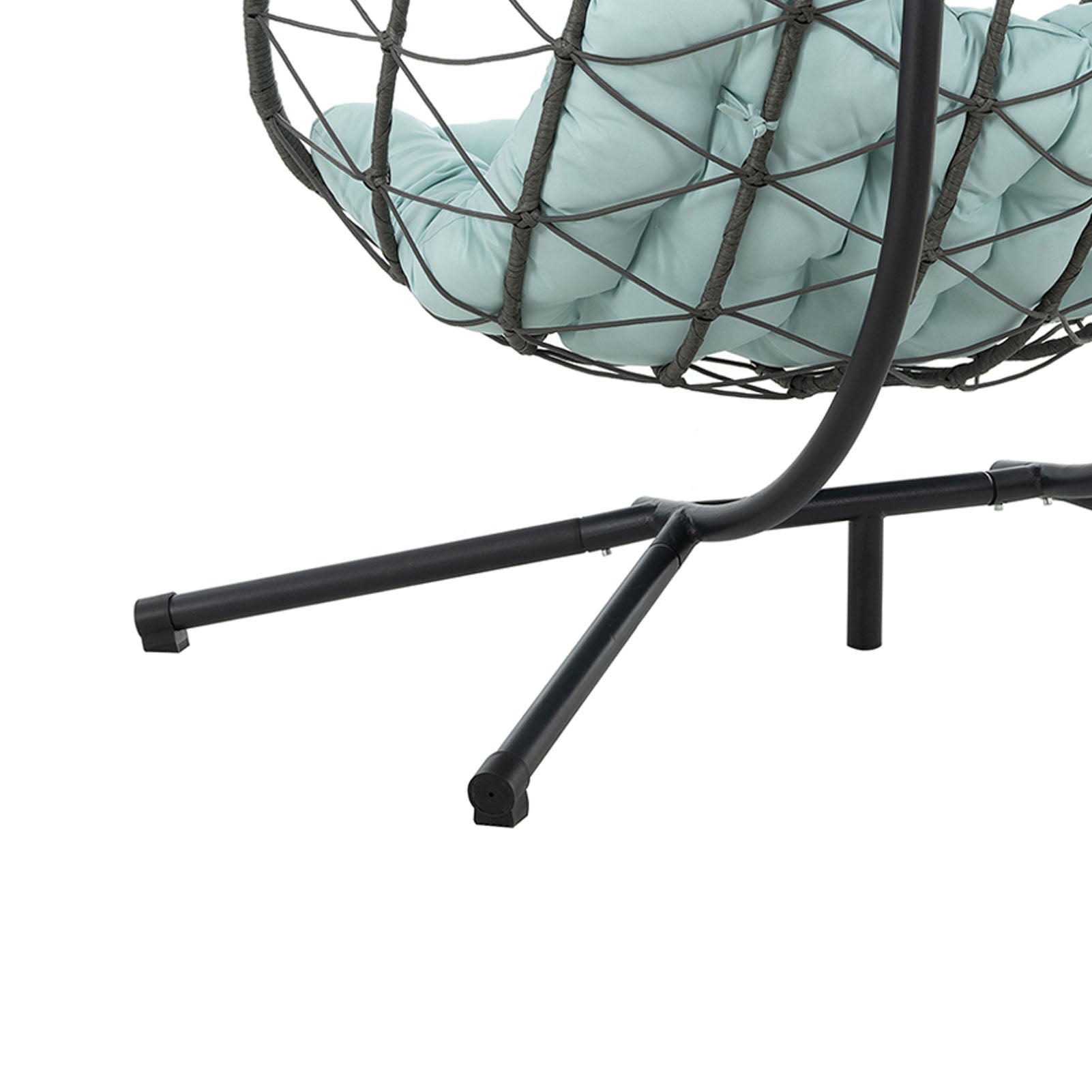 Egg Swing Chair with Stand Cushion Strong Load Bearing 2 Person Hanging Wicker Hammock Chair for Indoor Outdoor Garden Patio Blue