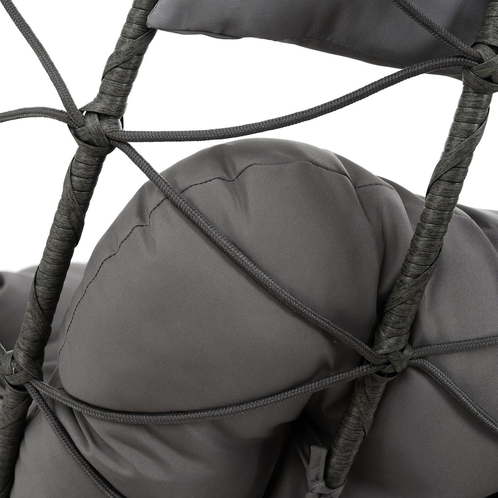 Double Egg Swing Chair with Stand Weather Proof Patio Hanging Egg Chair Swing Hammock Seat with Cushion Headrest for Indoor Outdoor Dark Gray