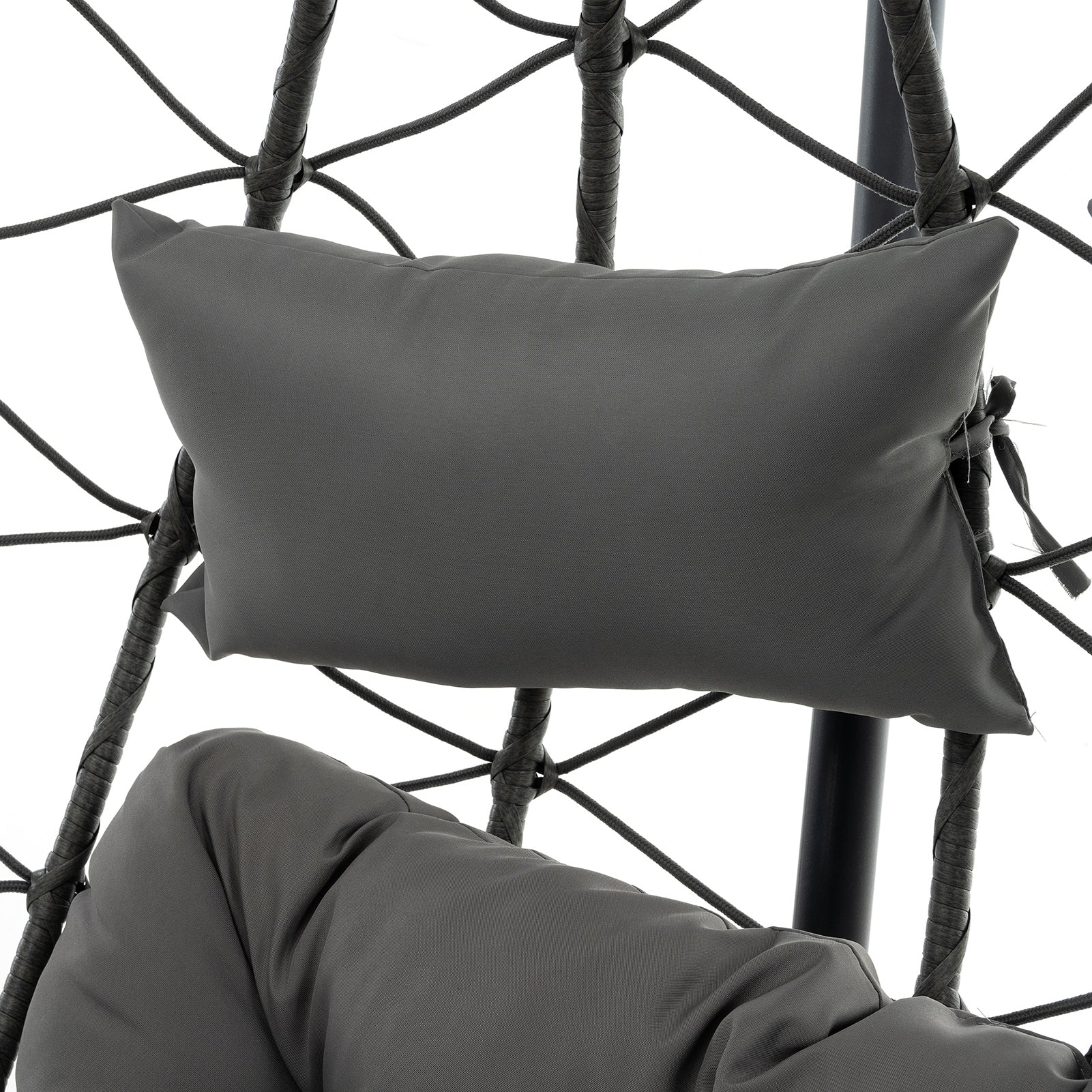 Double Egg Swing Chair with Stand Weather Proof Patio Hanging Egg Chair Swing Hammock Seat with Cushion Headrest for Indoor Outdoor Dark Gray