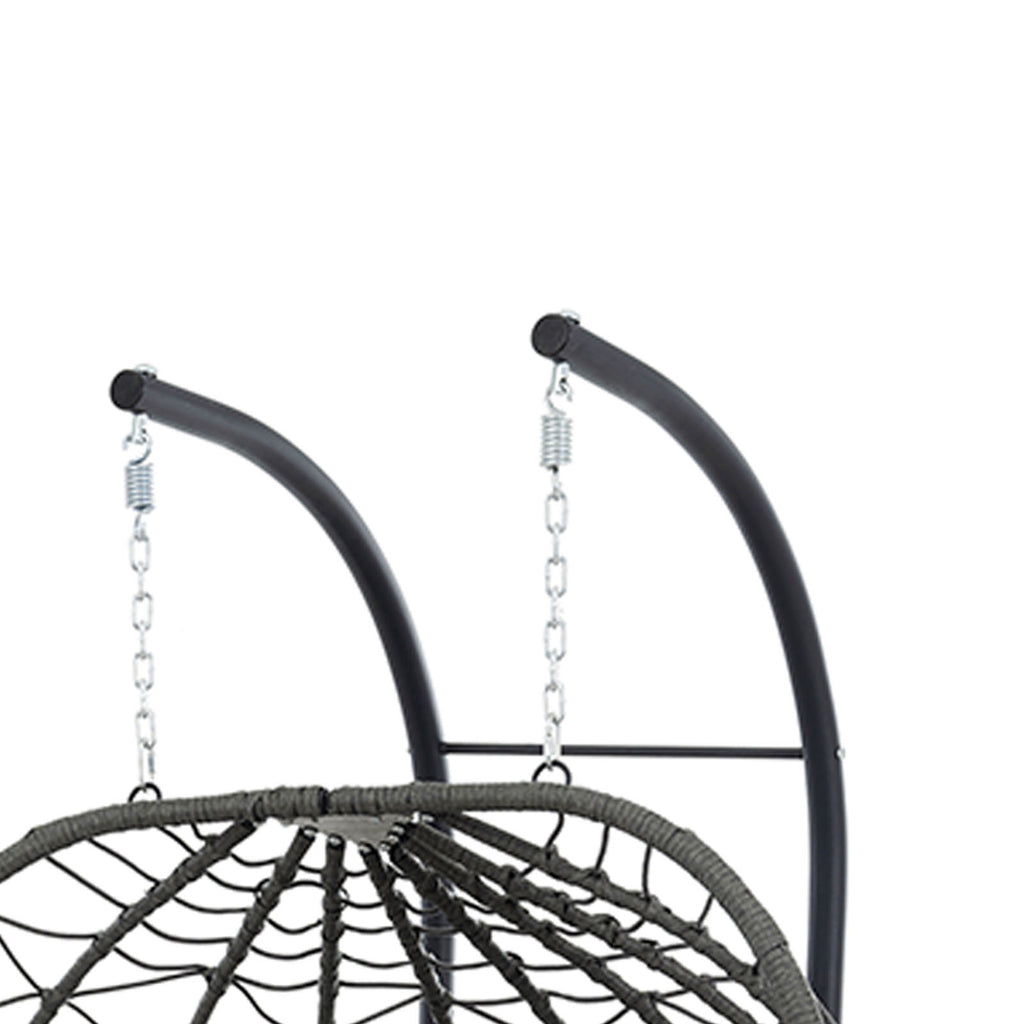 Egg Swing Chair with Stand Cushion Strong Load Bearing 2 Person Hanging Wicker Hammock Chair for Indoor Outdoor Garden Patio Light Gray