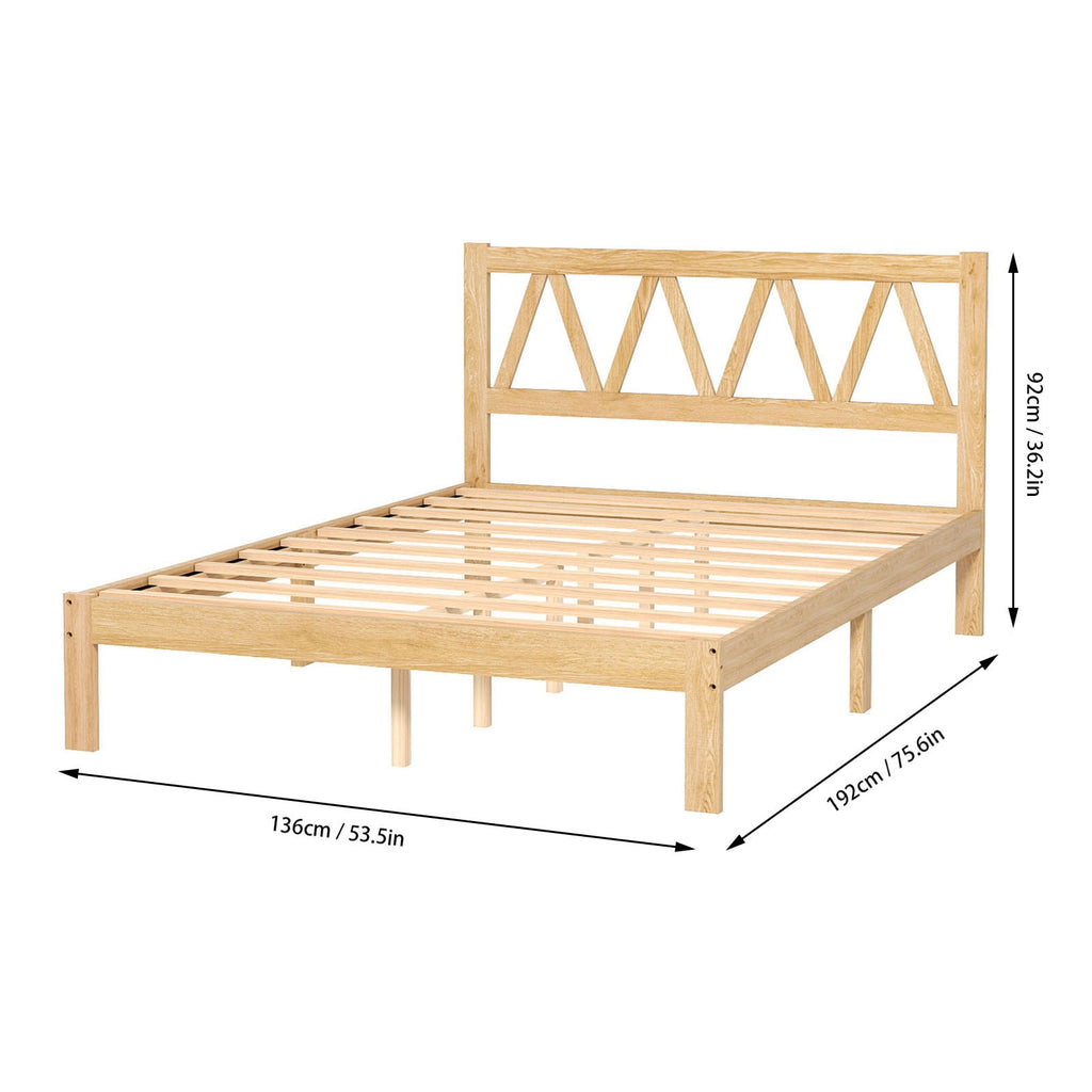 Full Size Bed Frame Strong Load Bearing Easy Assembly Minimalist Wood Platform Bed Frame for Home Bedroom