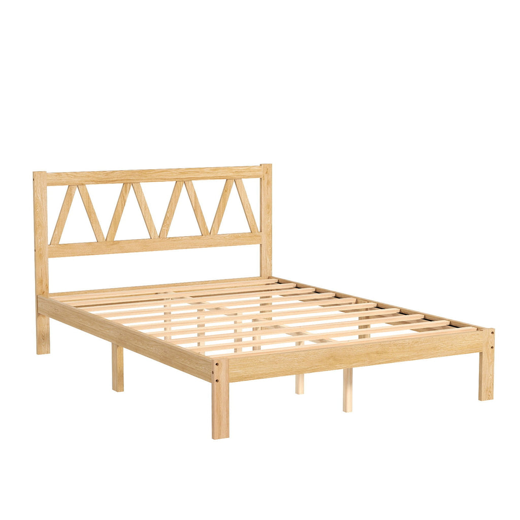 Queen Size Bed Frame Strong Load Bearing Easy Assembly Minimalist Wood Platform Bed Frame for Home Bedroom