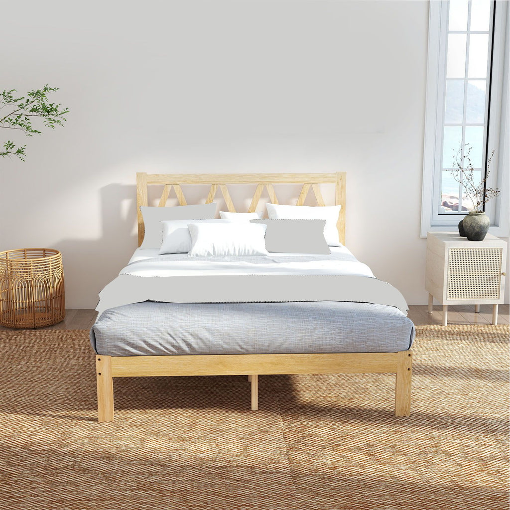 Full Size Bed Frame Strong Load Bearing Easy Assembly Minimalist Wood Platform Bed Frame for Home Bedroom