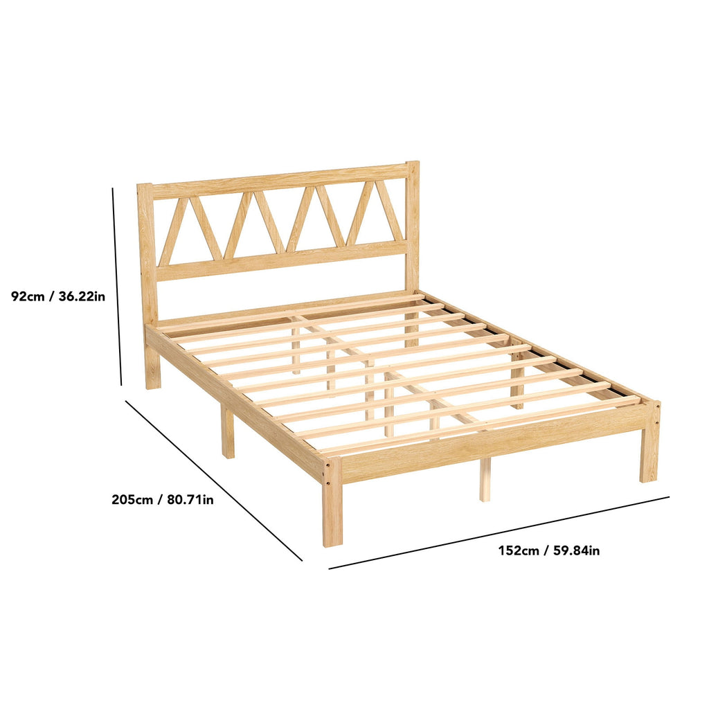 Queen Size Bed Frame Strong Load Bearing Easy Assembly Minimalist Wood Platform Bed Frame for Home Bedroom