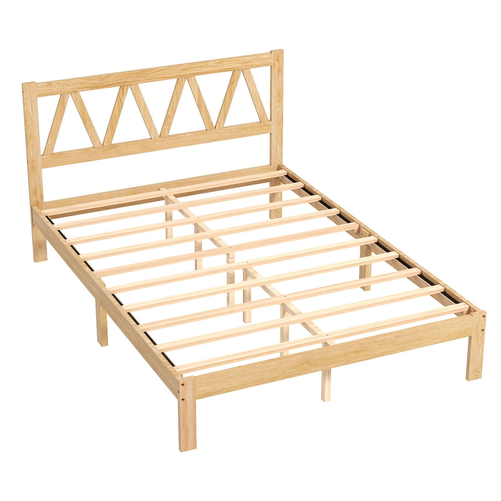 Full Size Bed Frame Strong Load Bearing Easy Assembly Minimalist Wood Platform Bed Frame for Home Bedroom