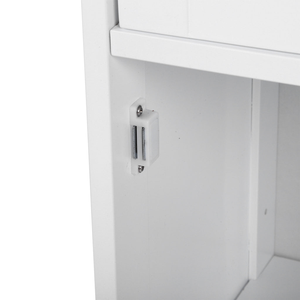 Bathroom Storage Cabinet Slim Freestanding Narrow Floor Cabinet with Drawer Shutter Door for Living Room Bedroom Entryway 12.6x11.8x34.3in White