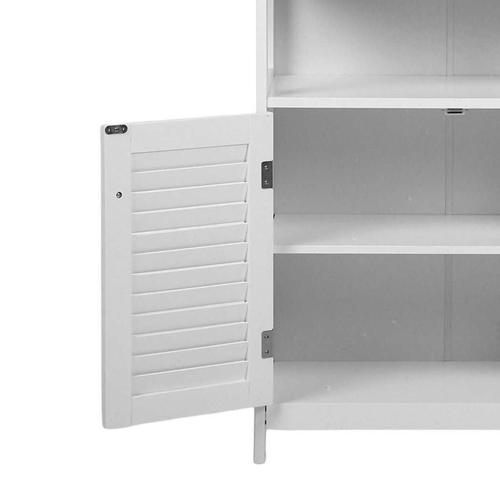 Bathroom Storage Cabinet White Water Proof Wooden Freestanding Cabinet with Removable Shelf Shutter Doors for Home Hotel White