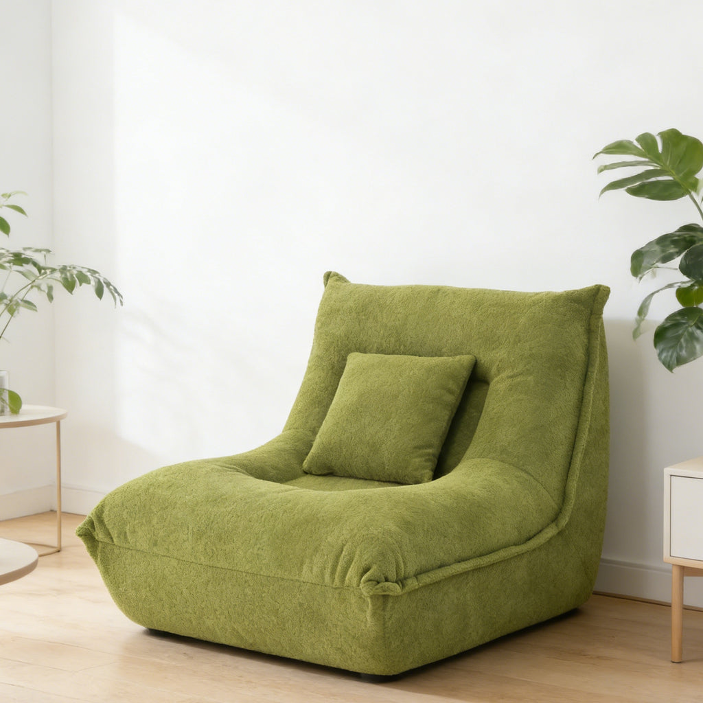 Lounge Chair with Pillow High Resilience Foam Single Sofa Indoor Couch for Bedroom Game Living Room Green