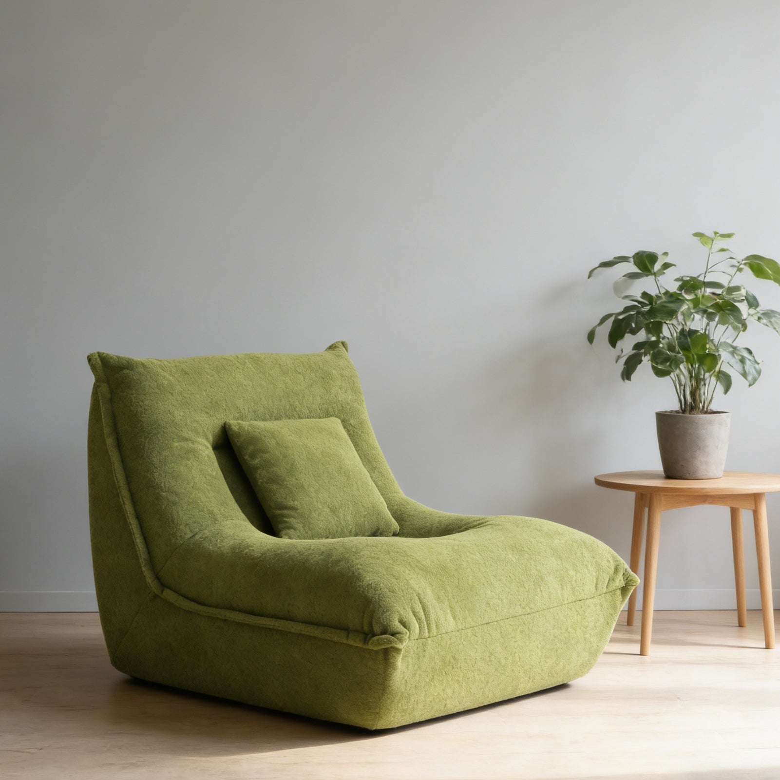 Lounge Chair with Pillow High Resilience Foam Single Sofa Indoor Couch for Bedroom Game Living Room Green