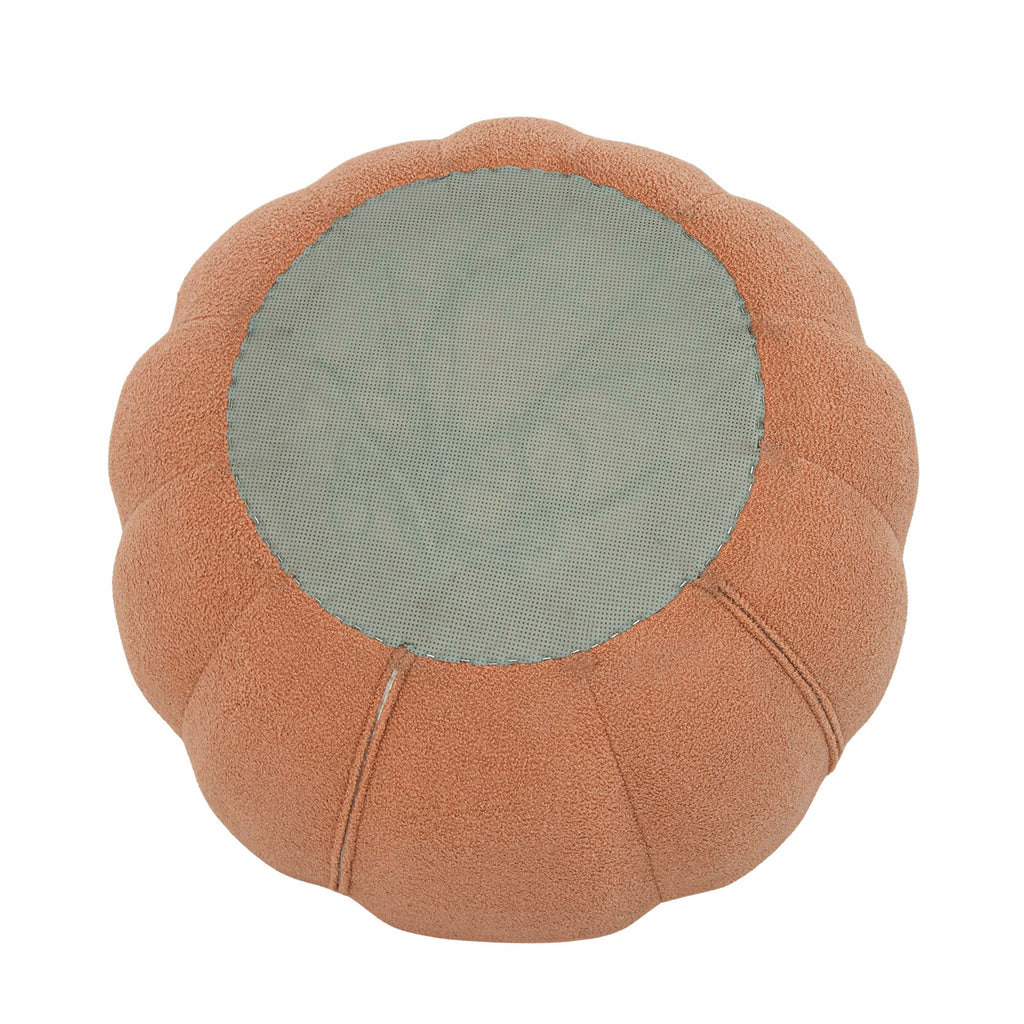 Single Sofa Chair Pumpkin Shape Round Chair Accent Reading Relaxing Modern Lounge with Footstool Brown