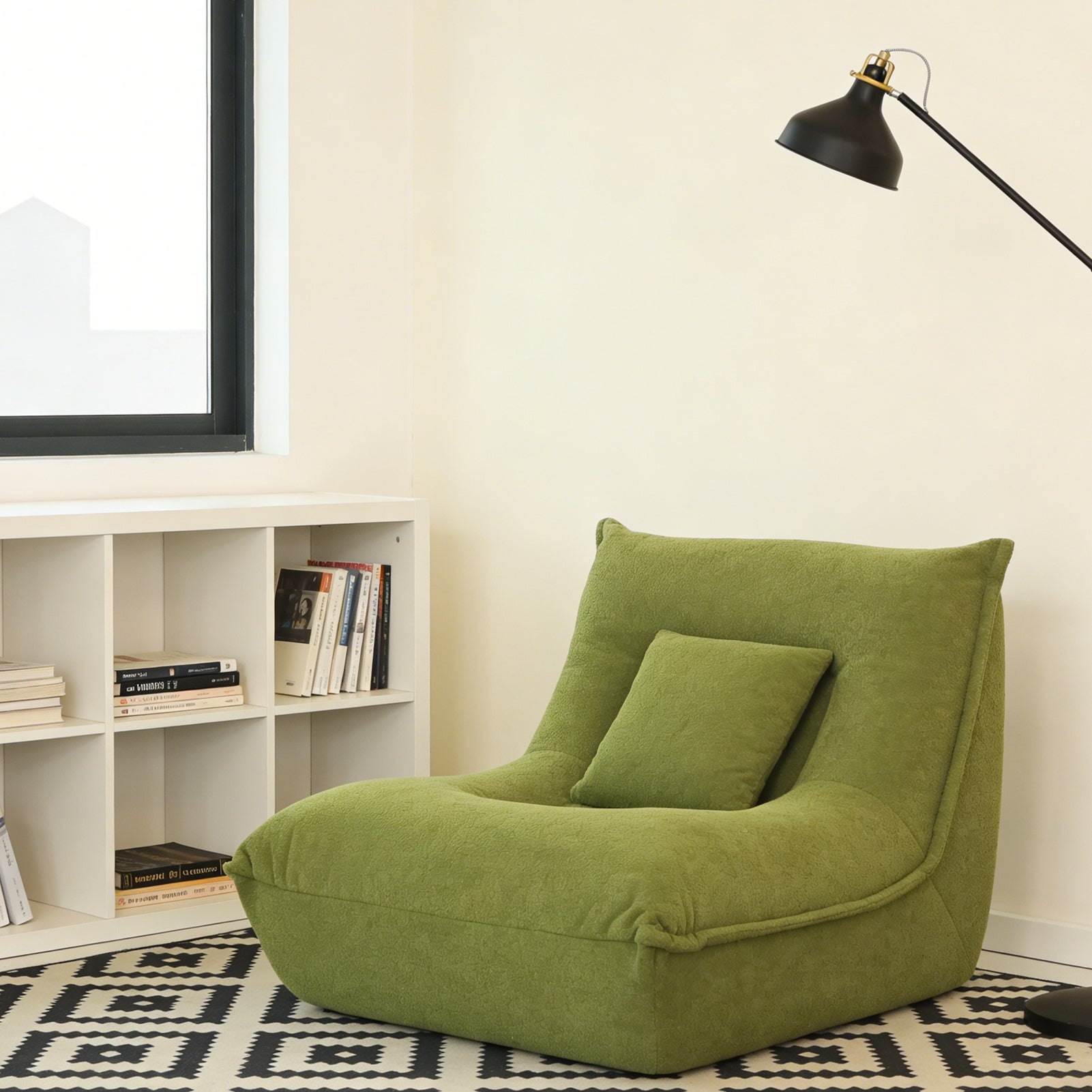 Lounge Chair with Pillow High Resilience Foam Single Sofa Indoor Couch for Bedroom Game Living Room Green