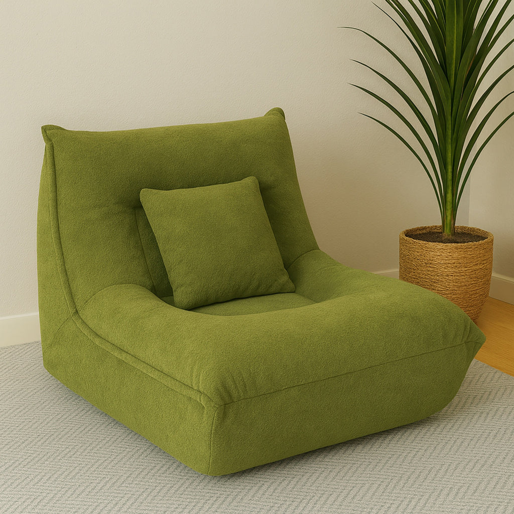 Lounge Chair with Pillow High Resilience Foam Single Sofa Indoor Couch for Bedroom Game Living Room Green