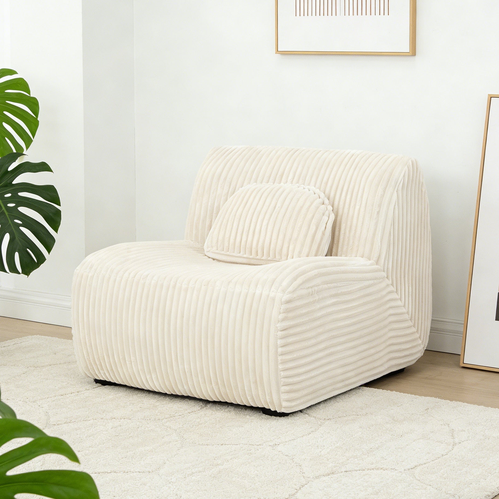 Lounge Sofa Beige 102x91x75cm Soft Comfortable Plush Sponge Lounge Chair for Home Living Room Bedroom