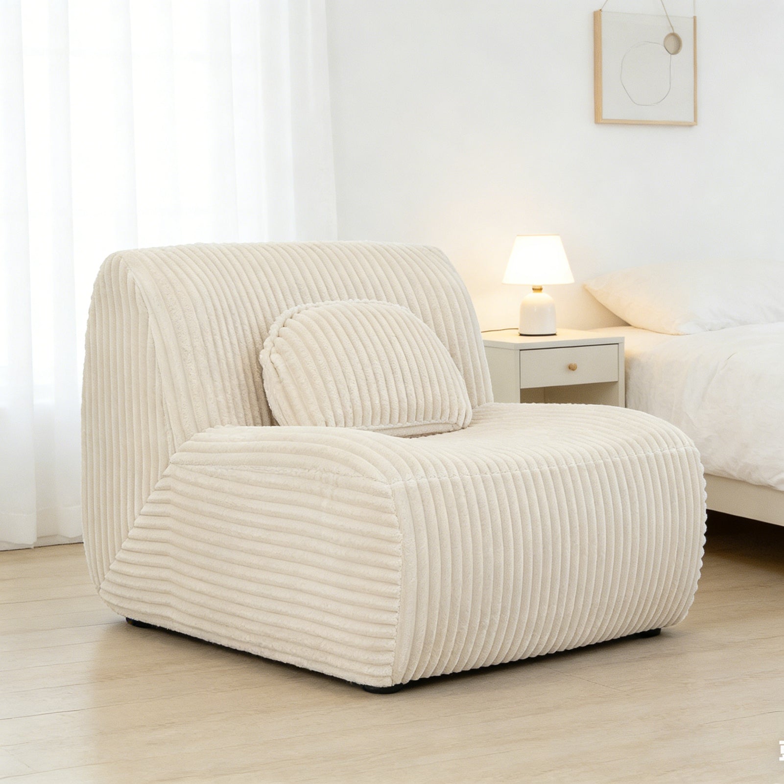 Lounge Sofa Beige 102x91x75cm Soft Comfortable Plush Sponge Lounge Chair for Home Living Room Bedroom