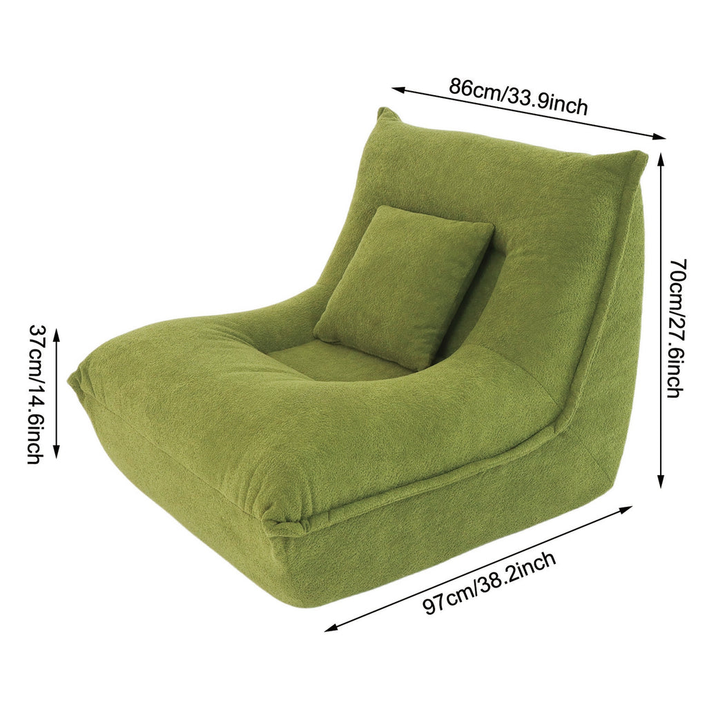 Lounge Chair with Pillow High Resilience Foam Single Sofa Indoor Couch for Bedroom Game Living Room Green