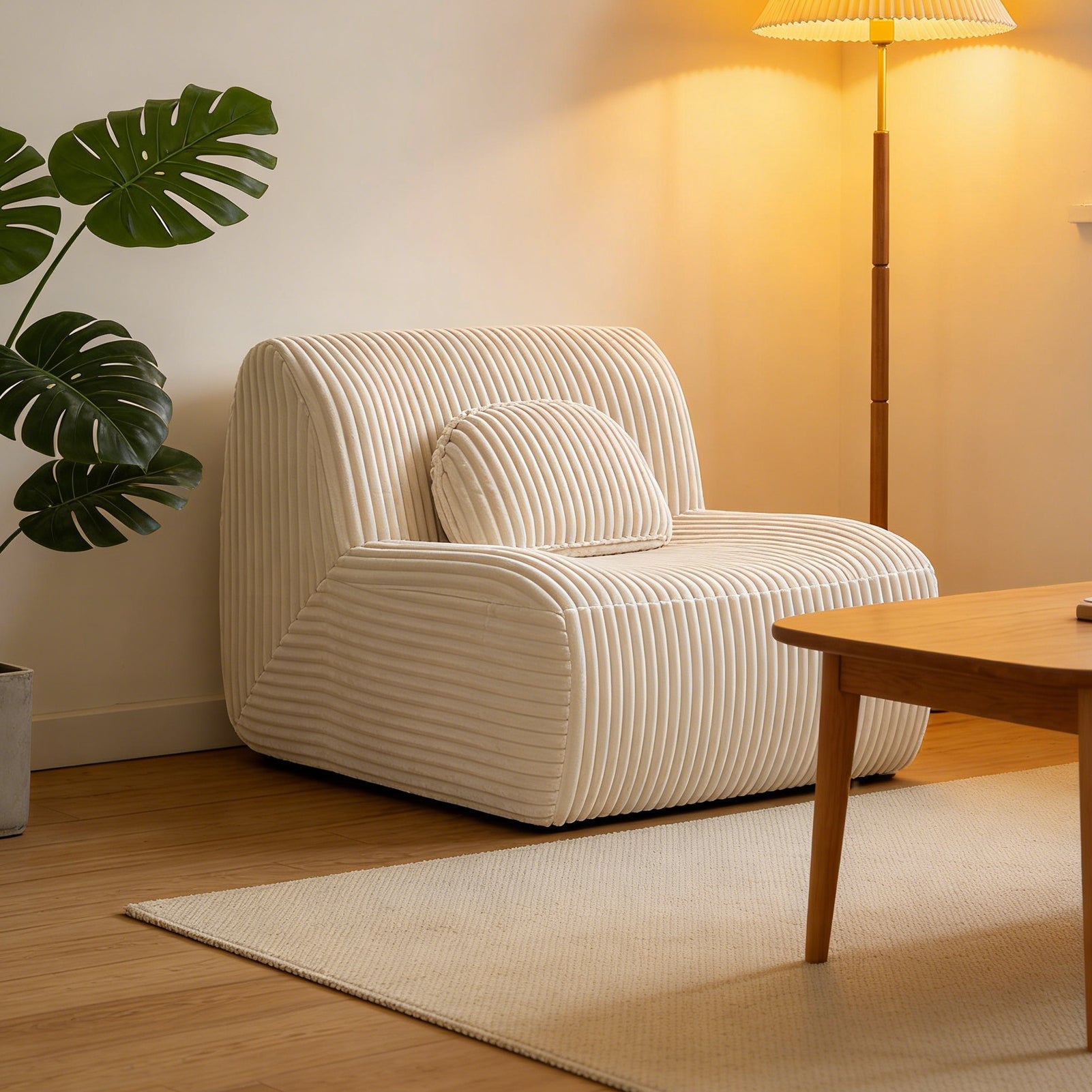 Lounge Sofa Beige 102x91x75cm Soft Comfortable Plush Sponge Lounge Chair for Home Living Room Bedroom