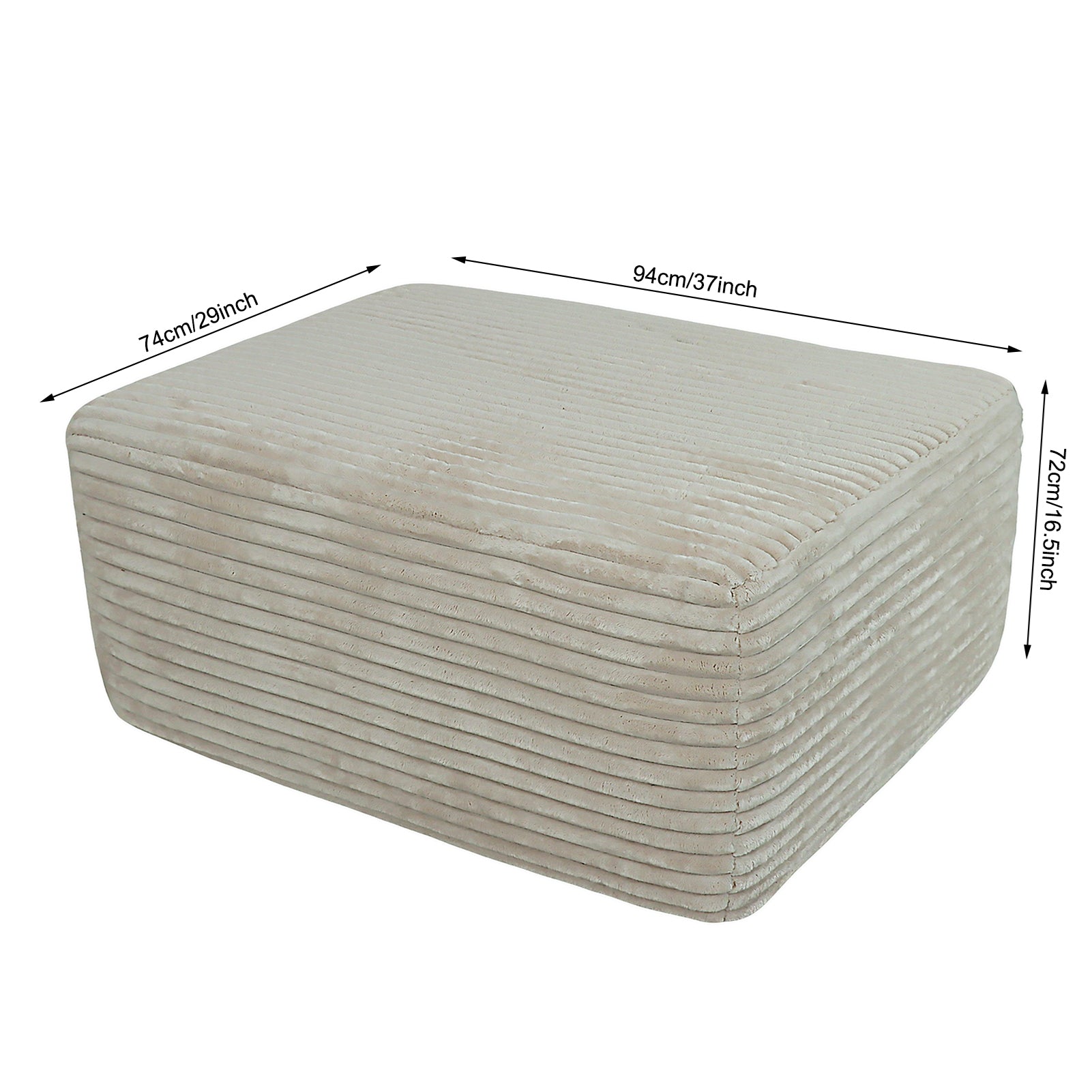Plush Ottoman Upholstered Cloud Ottoman Comfortable Supportive Modular Sectional Couch for Living Room Beige