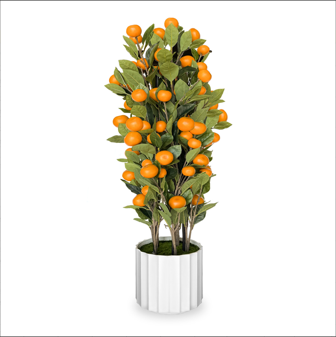 36 Inch Artificial Orange Tree with White Plastic Pot