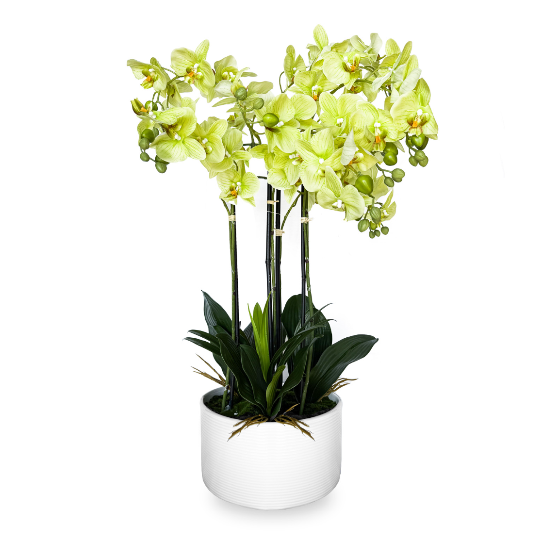 29 Inch 4-Stem Artificial Orchid Plant with Ceramic Pot