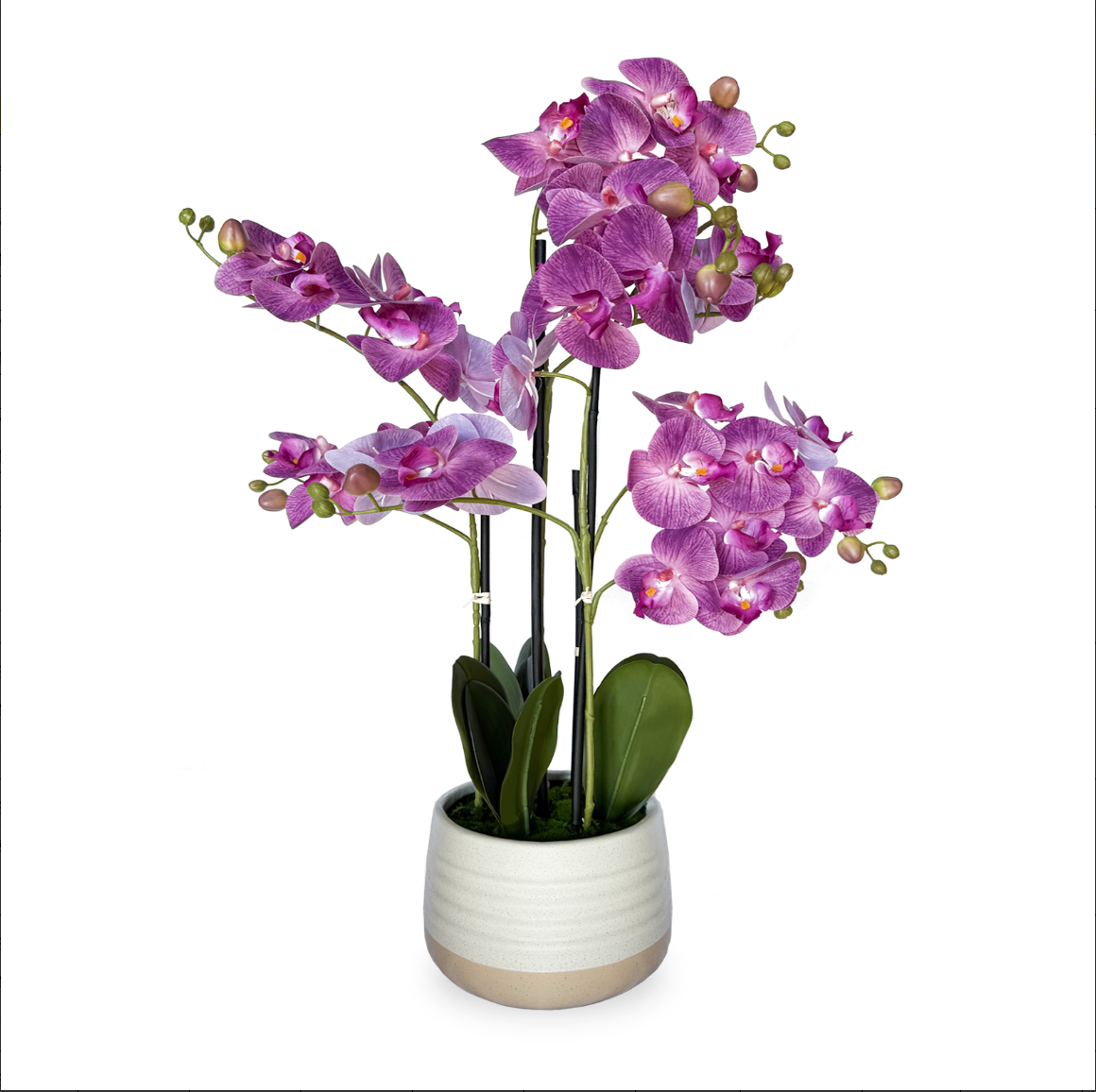 28 Inch 4-Stem Artificial Orchid Plant with Ceramic Pot