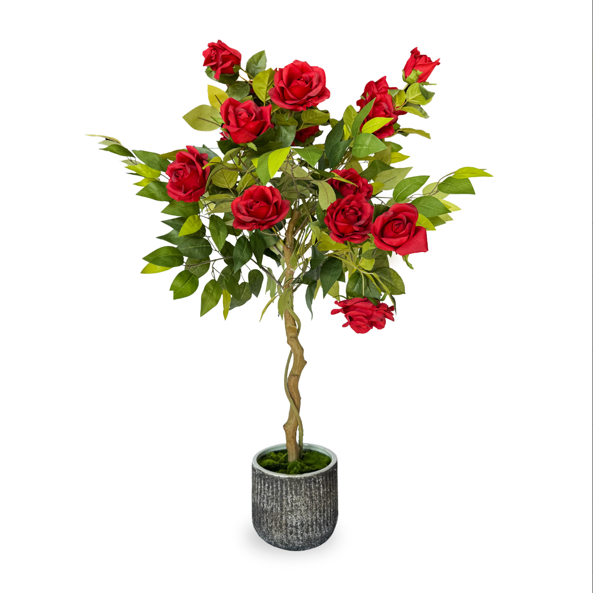 41 Inch Artificial Rose Tree with Ceramic Pot