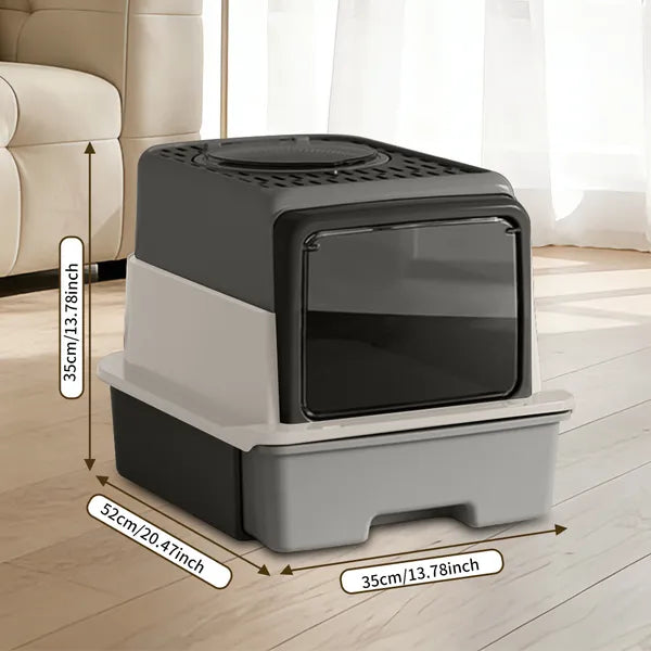 Foldable Drawer Cat Litter Box, No Scoop Needed Fully Enclosed Cat Toilet, Modern Home Decor Kitty Litter Box for Indoor Cats
