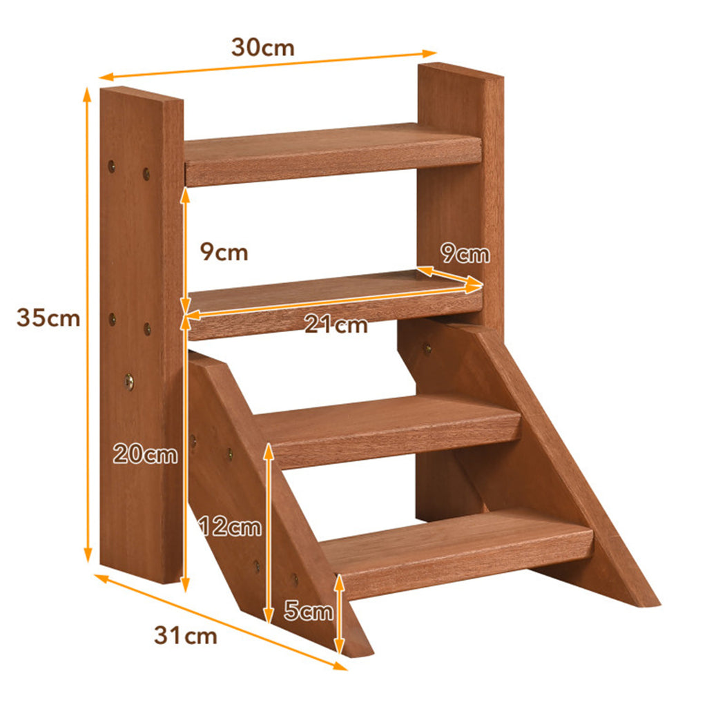 4-Tier Ladder Wooden Plant Stand, Compact Tabletop Plant Shelf for Window, Balcony, Indoor Outdoor Potted Succulent Display Rack