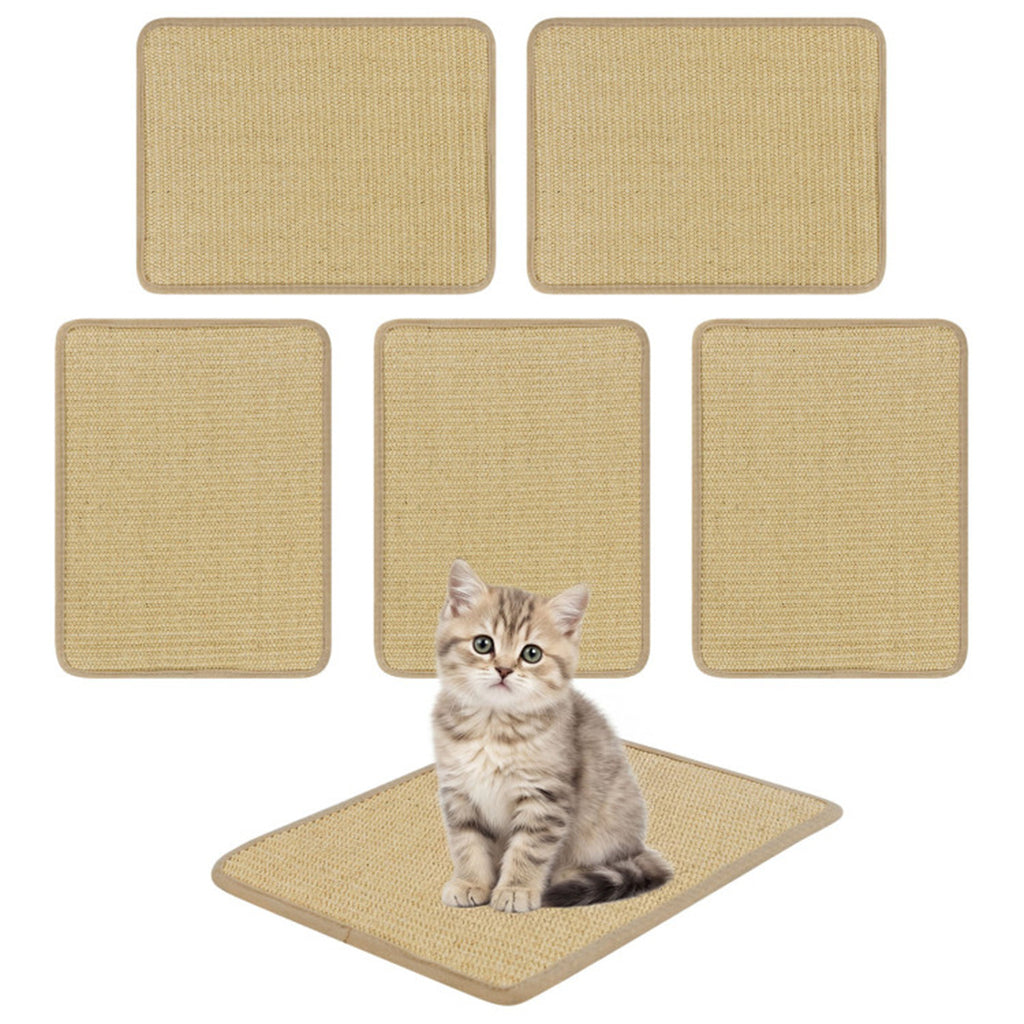 6 Pack Natural Sisal Cat Scratching Mats, 16×12 Inch Non Slip Wall Mount Cat Scratch Pad for Furniture Protection