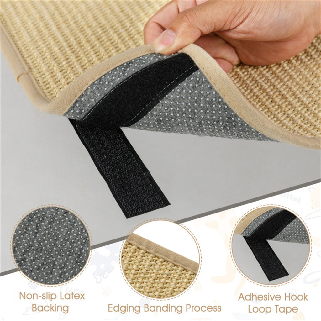 6 Pack Natural Sisal Cat Scratching Mats, 16×12 Inch Non Slip Wall Mount Cat Scratch Pad for Furniture Protection