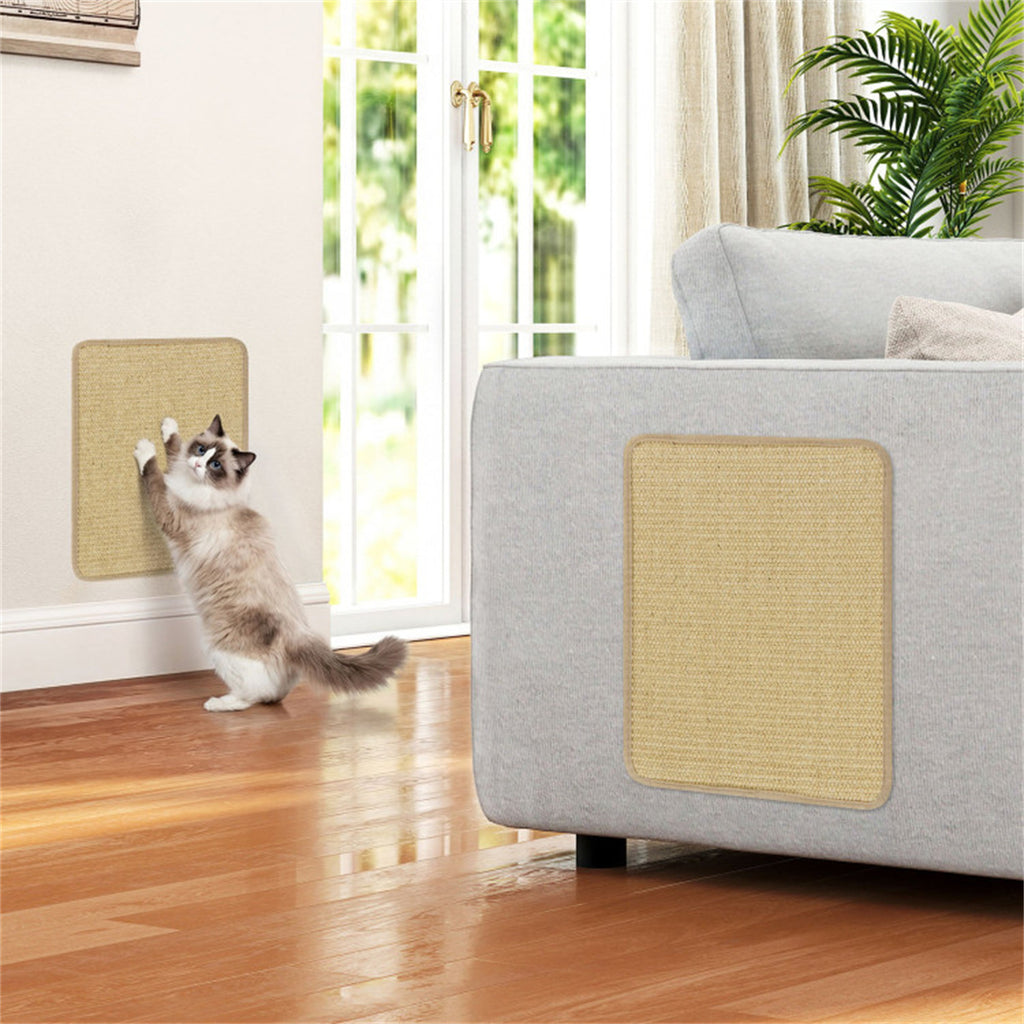 6 Pack Natural Sisal Cat Scratching Mats, 16×12 Inch Non Slip Wall Mount Cat Scratch Pad for Furniture Protection