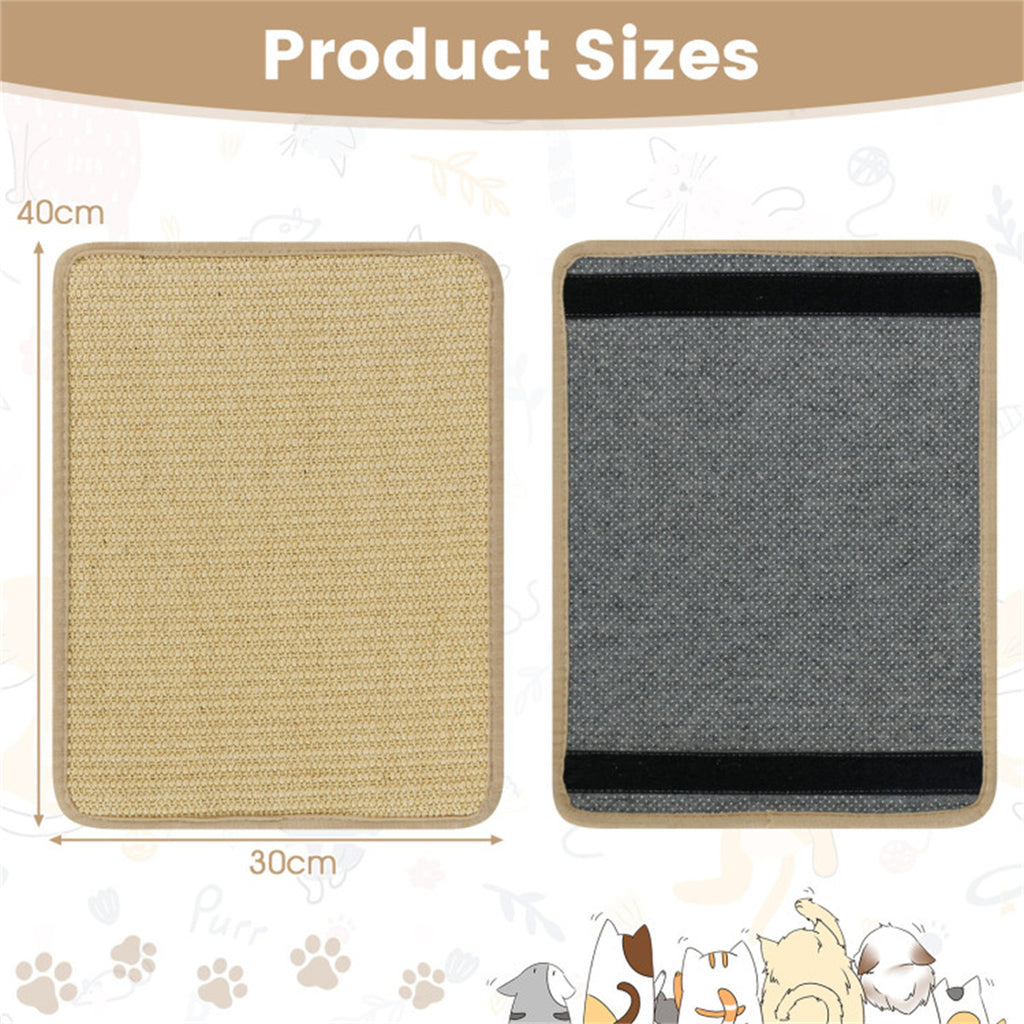 6 Pack Natural Sisal Cat Scratching Mats, 16×12 Inch Non Slip Wall Mount Cat Scratch Pad for Furniture Protection